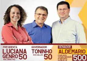 PSOL/DF. Candidatos majoritários em 2014. Luciana Genro. Toninho. Aldemario
